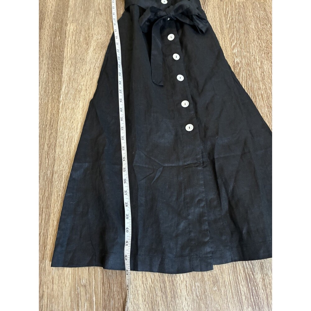 Quince NWT 100% European Linen Button Front Midi Dress Black Size XS - Picture 10 of 10